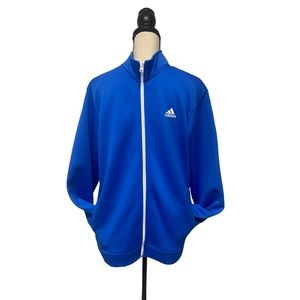 Misprinted Mens L bright blue Adidas Jacket ( read description)